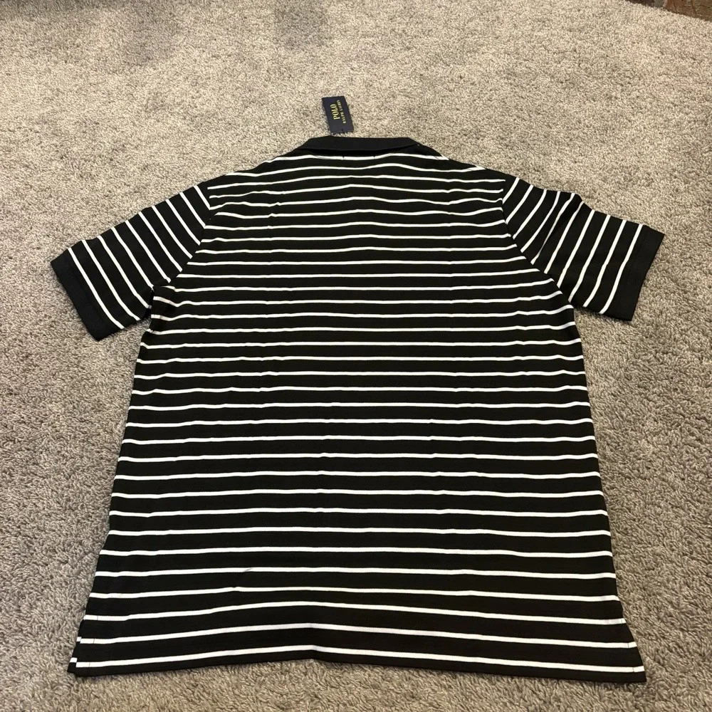 LOT OF 2 NEW Polo Ralph Lauren Men's L Classic Fit Stripe Polo Shirt Black Green